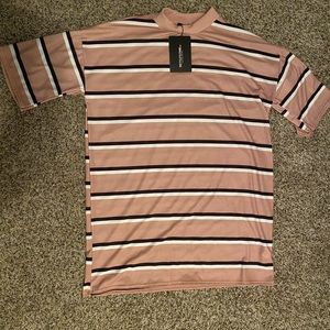 Camel striped oversized boyfriend t-shirt dress-4